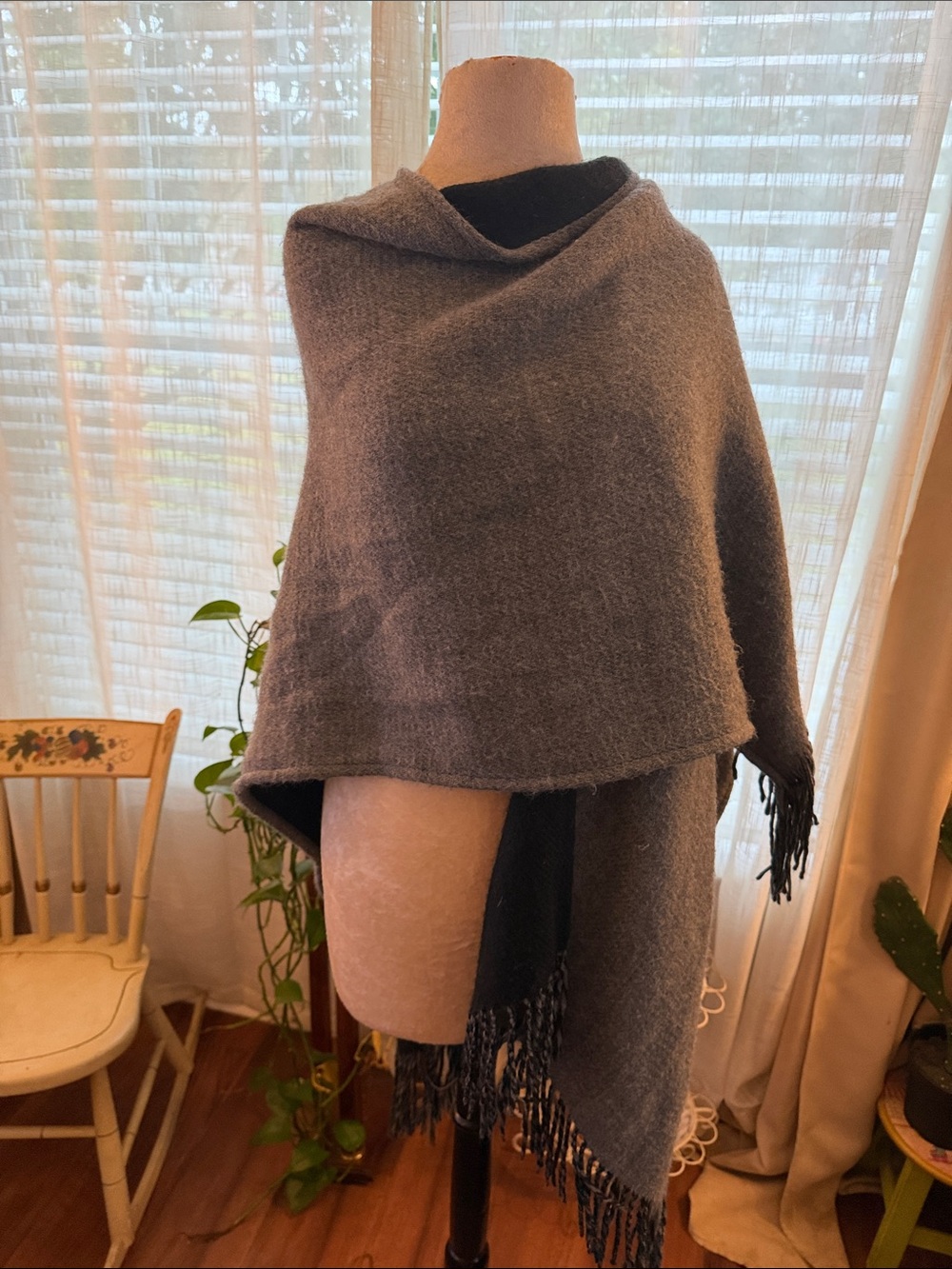 Bass Gray Reversible Fringe Wrap